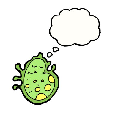 karikatür mikrop ile düşünce balonu