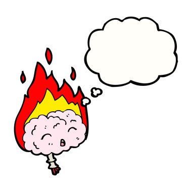 dibujos animados de cerebro llameante