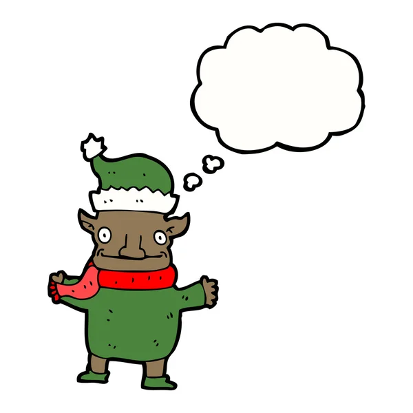Kreslený myšlení vánoční skřítek — Stockový vektor
