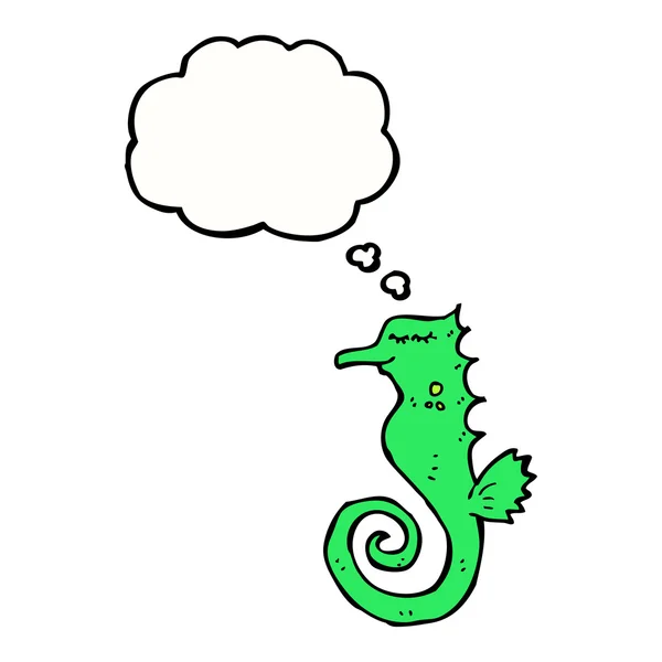 Seahorse cartoon met gedachte bubble — Stockvector