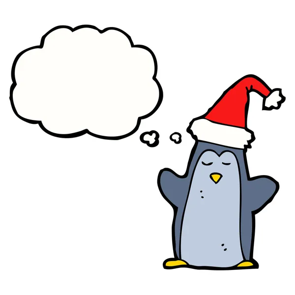 Pensando Pinguino di Natale — Vettoriale Stock