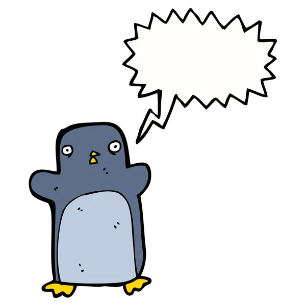 思考バブルとペンギン漫画を踊る — ストックベクタ