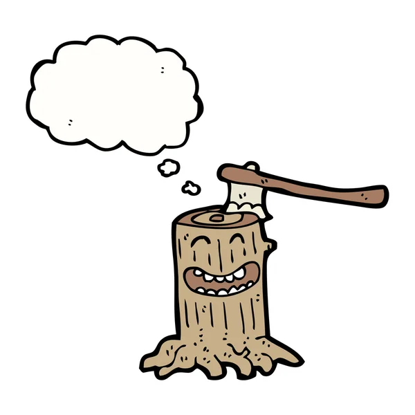 Felice albero ceppo cartone animato — Vettoriale Stock