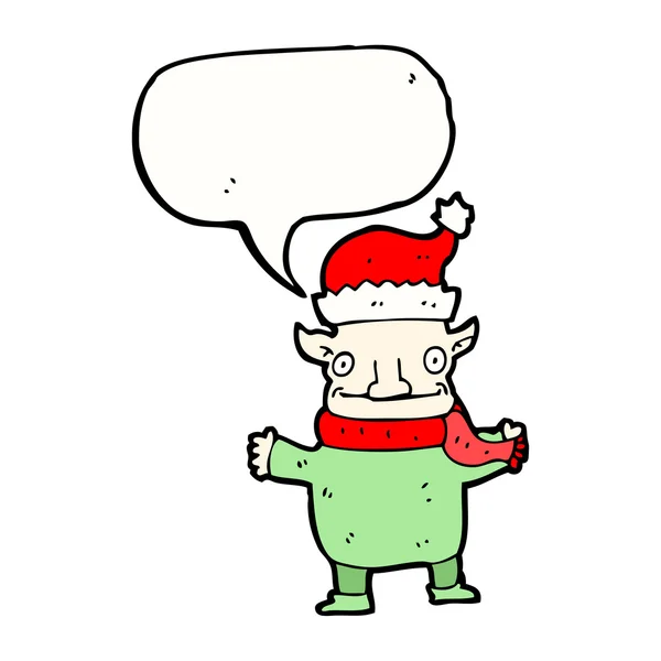 Pensando Elfo de Navidad — Vector de stock