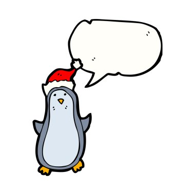 Penguen giyen Noel şapka