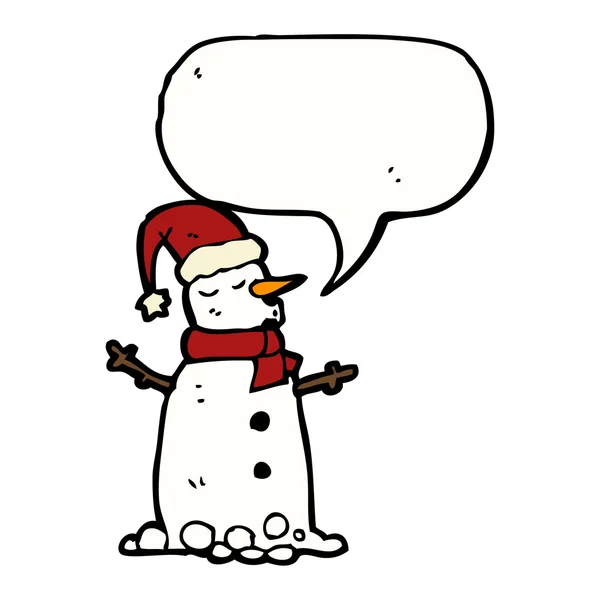 Snowman in santa hat — Stock Vector