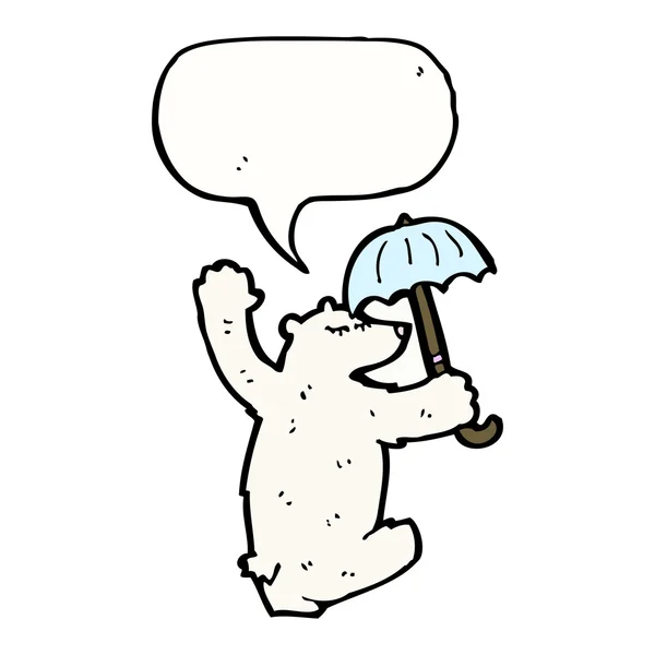 搞笑北极熊与伞 — 图库矢量图片