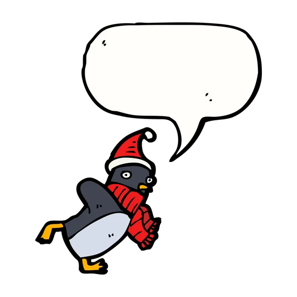 Vánoční tučňák bruslení — Stockový vektor