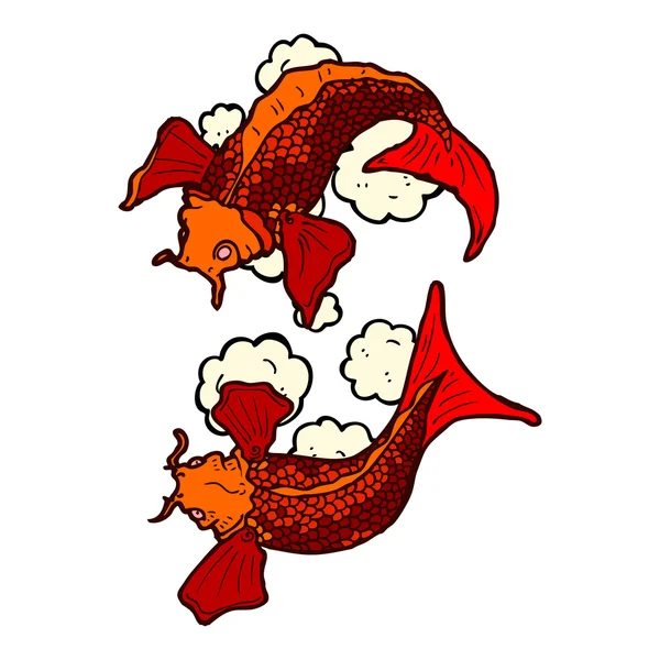 Tatuaje de carpa koi rojo — Archivo Imágenes Vectoriales