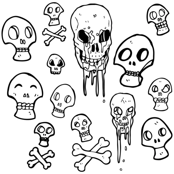 Lots of skull drawings — Stock Vector