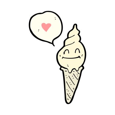 aşk kalp ile dondurma koni