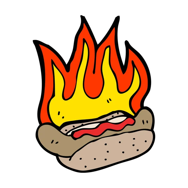 Flaming hot hotdog — Stock Vector