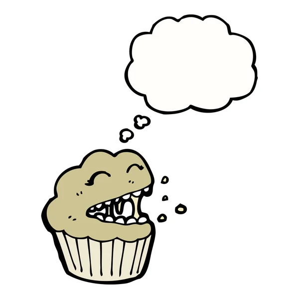 Muffin rindo com bolha de pensamento — Vetor de Stock