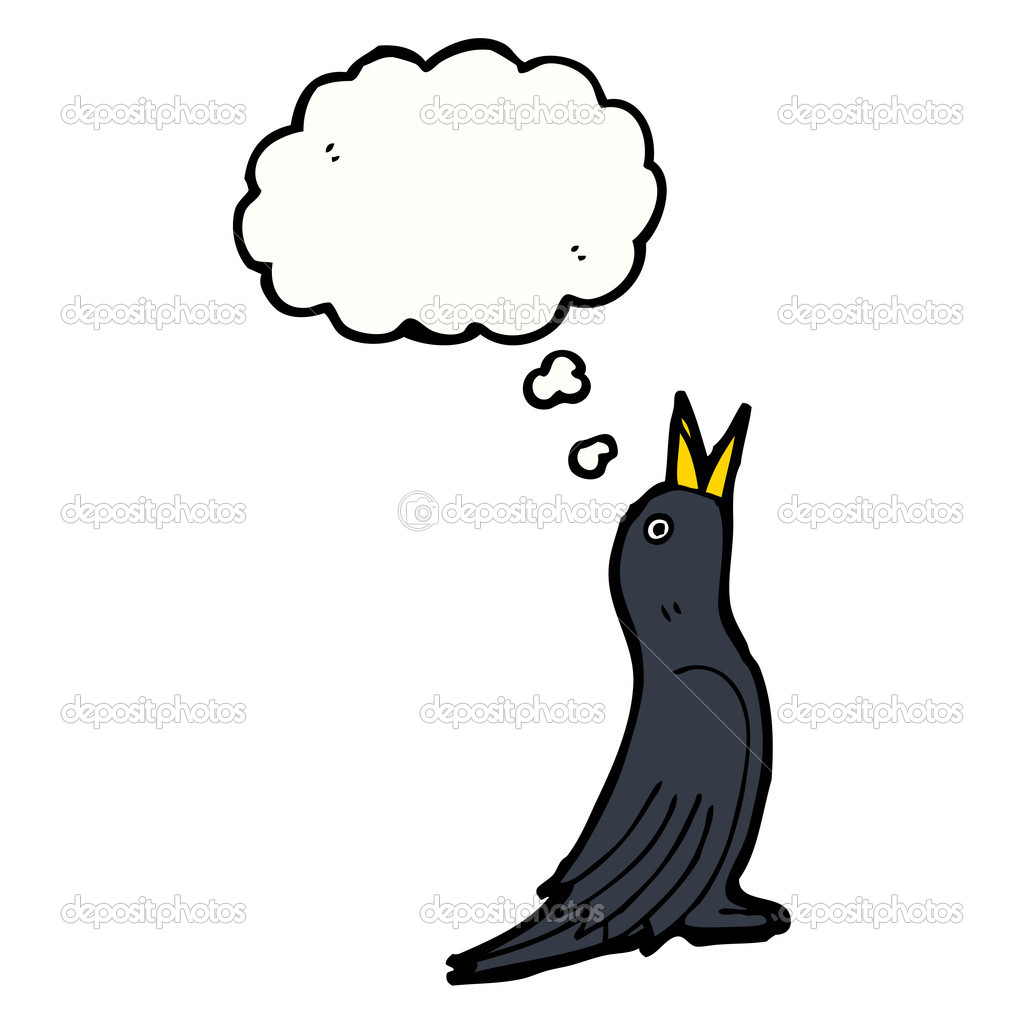 blackbird with thought bubble