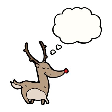 beyaz zemin üzerinde komik Ren geyiği