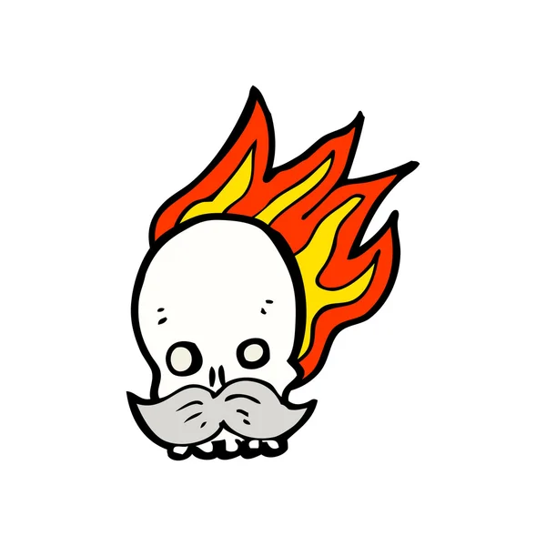 Flammender Totenkopf mit Schnurrbart — Stockvektor