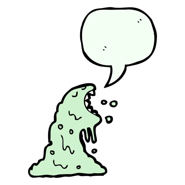 Gross slime monster with speech bubble — Stock Vector
