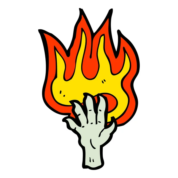 Burning zombie hand — Stock Vector