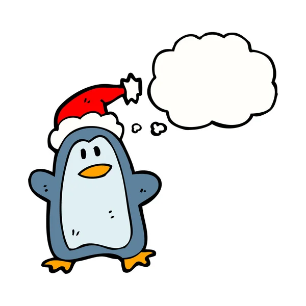 Tučňák v Santa klobouku — Stockový vektor