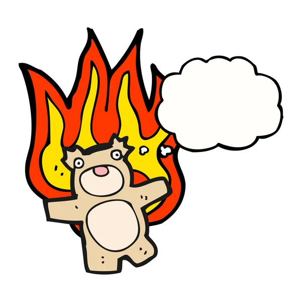 Teddy bear on fire — Stock Vector