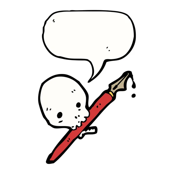 Totenkopf mit Kugelschreiber — Stockvektor