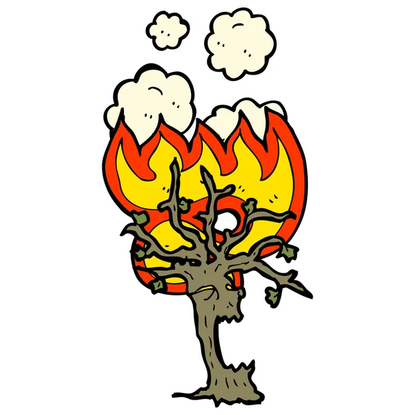 Flaming haunted tree — Stock Vector