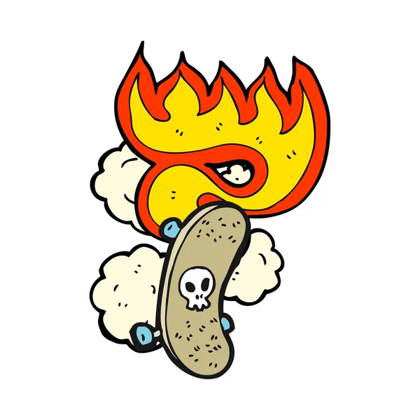 Flammendes Skateboard — Stockvektor