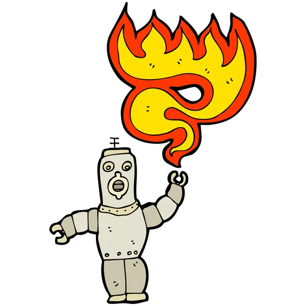 Robot shooting fire — Stock Vector