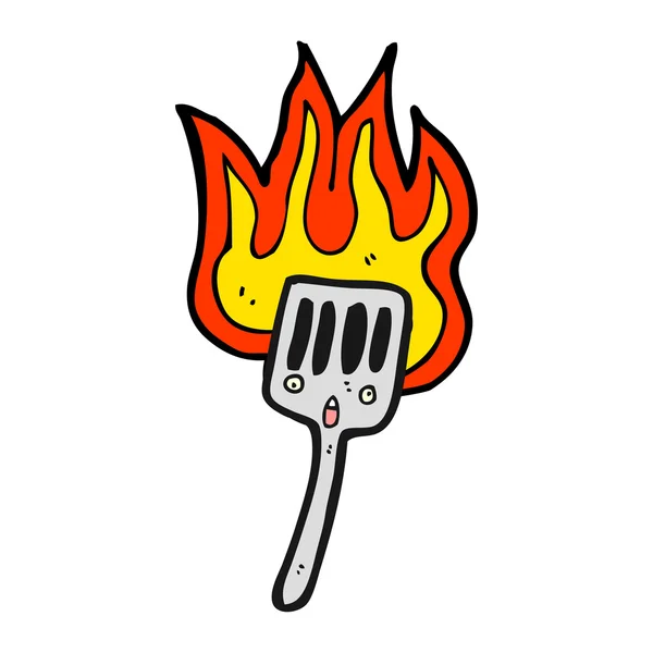 Flaming spatula — Stock Vector