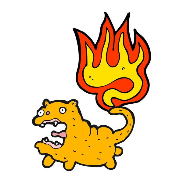 Gato con cola ardiendo — Vector de stock