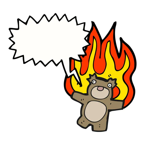 Burning teddy bear — Stock Vector