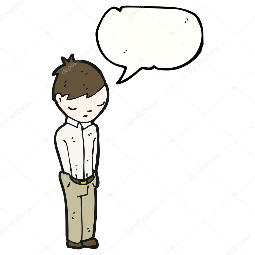ポケットに手を持つ内気な男 ストックベクター C Lineartestpilot