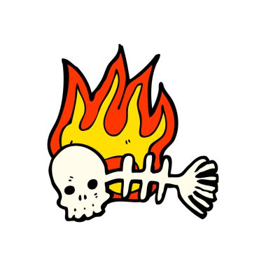 Spooky alev kafatası balık kemikleri