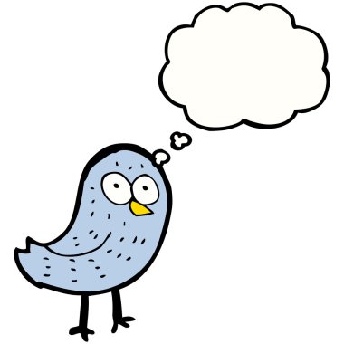 Mavi kuş ile düşünce balonu