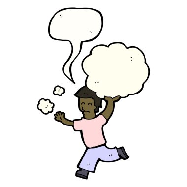 bulut ile çalışan adam