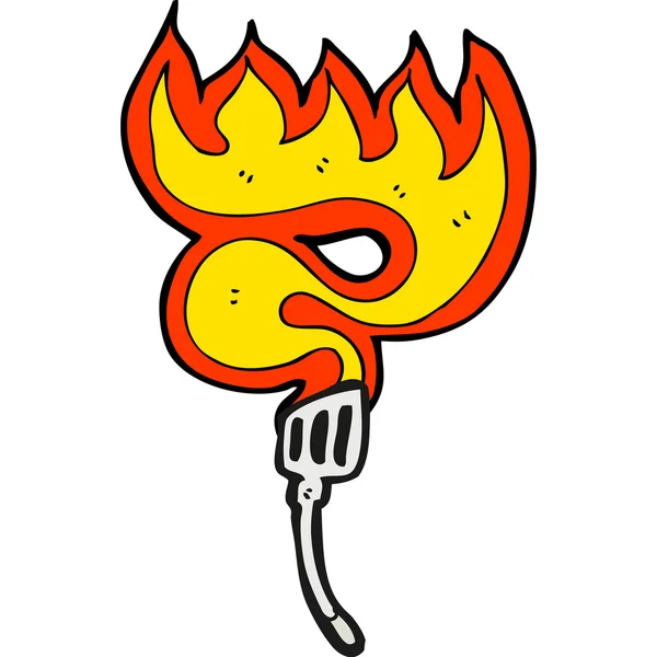 Flaming barbeque spatula — Stock Vector