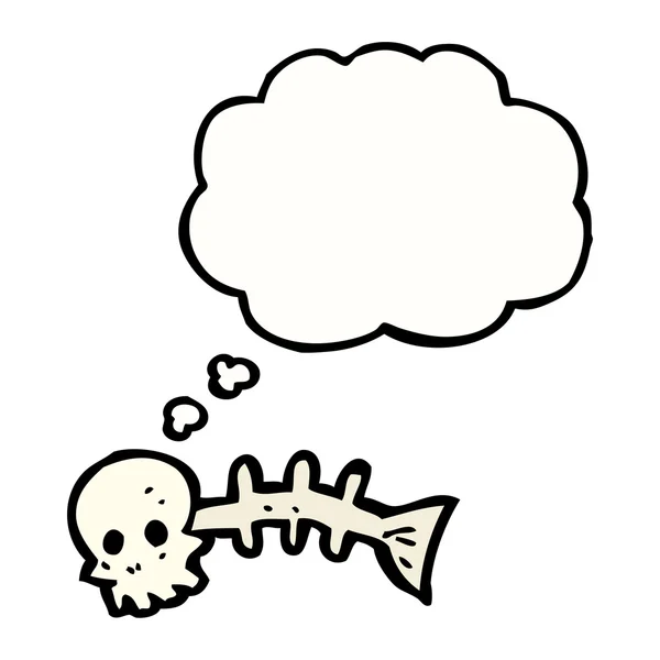 Spooky skull fish bones — Stock Vector