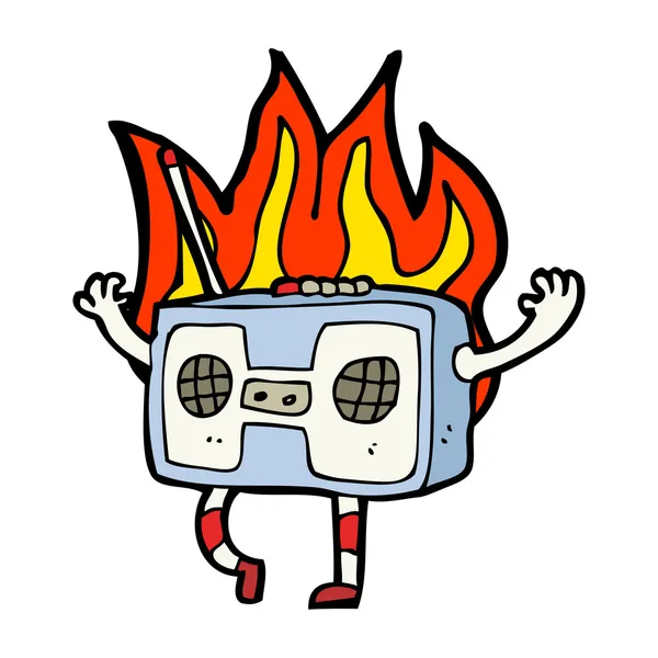 Hořící retro rádio — Stockový vektor