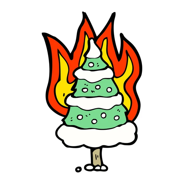 Brennender Weihnachtsbaum — Stockvektor