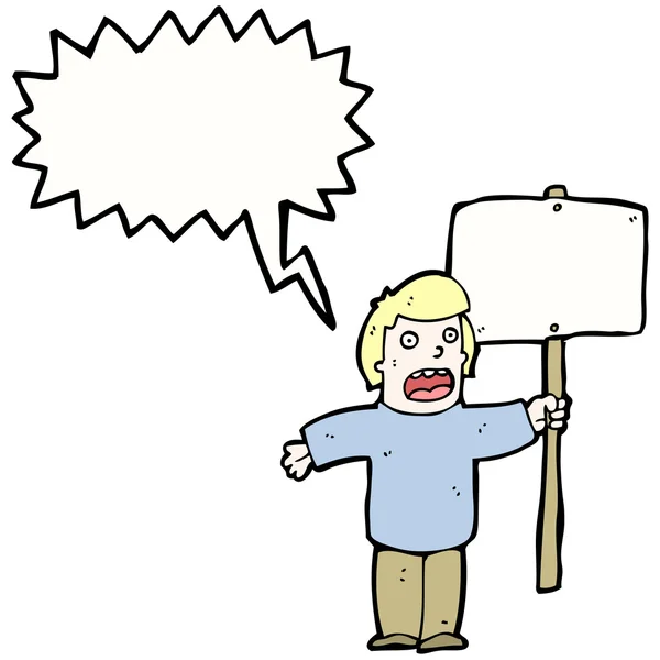 Political protester with sign — Stock Vector