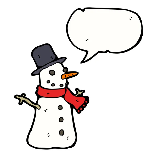 Sneeuwpop met tekstballon — Stockvector
