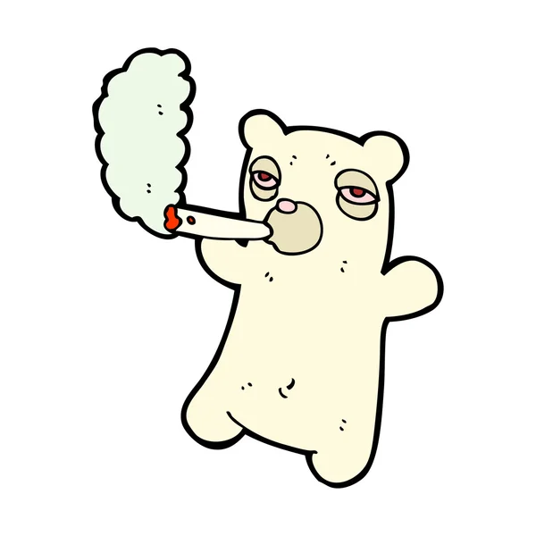 Oso de peluche fumar hierba — Vector de stock