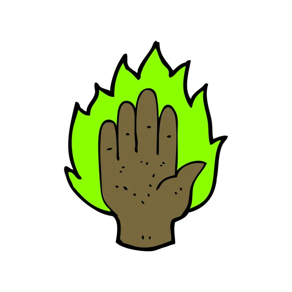 Flammande grön hand — Stock vektor