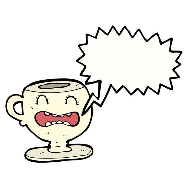 Xícara de chá infeliz com bolha de pensamento — Vetor de Stock
