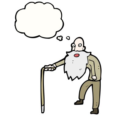 Bastonlu yaşlı adam.