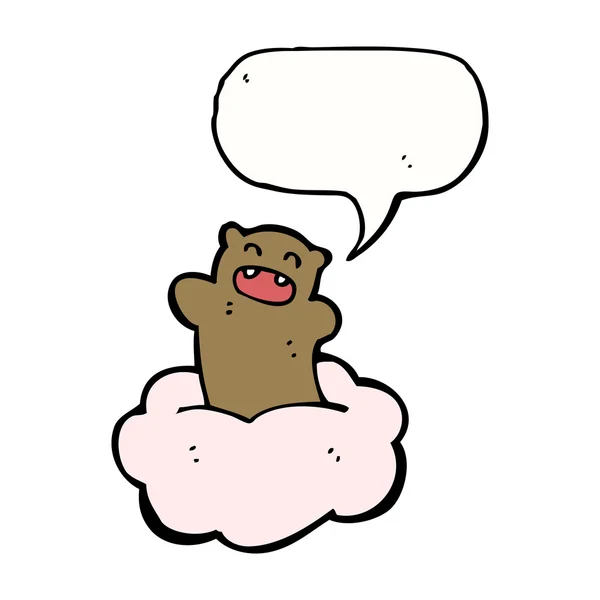 Teddy bear floating on cloud — Stock Vector