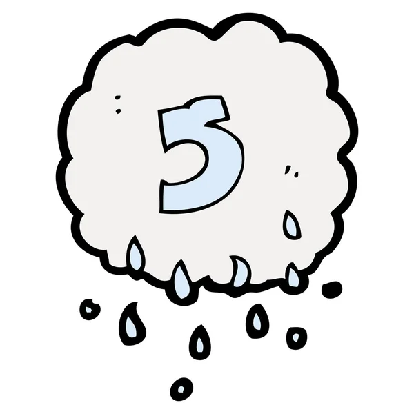 Raincloud with number five — Stock Vector