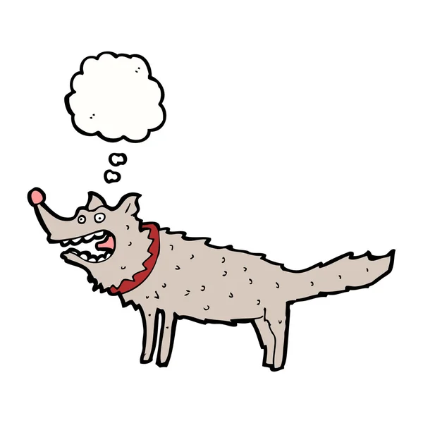 Perro desaliñado con burbuja de pensamiento — Vector de stock