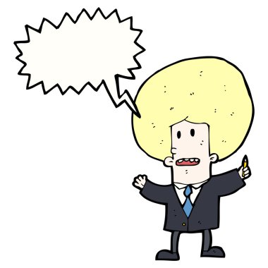 karikatür işadamı ile büyük saç