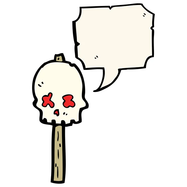 Señal de calavera espeluznante en poste — Vector de stock